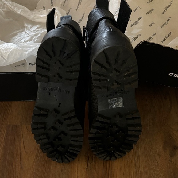 Karl Lagerfeld Black Studded Combat Boots - Picture 2 of 4